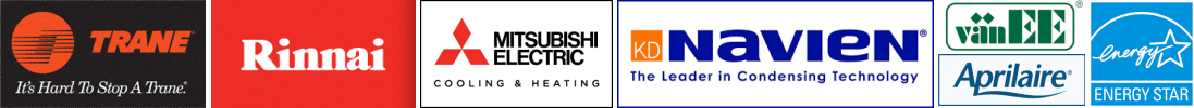 Trane, Rinnai, Mitsubishi, Navien, vanEE, Aprilaire, Energy Star
